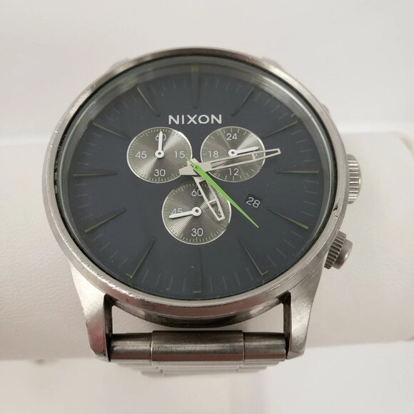 (I-6799) Nixon " Never be Late" Watch - Black/ Green - Picture 1 of 4